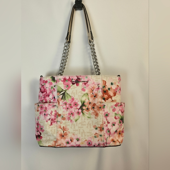 🌸 Dana Buchman Floral Pink & Cream Chain Tote 🌷 Dainty Feminine Aesthetic 🌸 - Picture 2 of 16